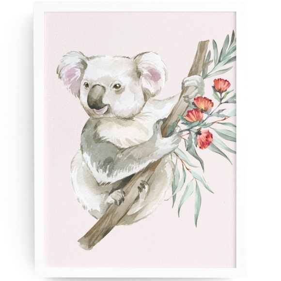 Watercolor Floral Koala Illustration Wall Art Print Poster Unframed - Picture 3 of 10